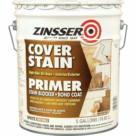 ZINSSER Cover-Stain VOC High Hide Oil-Base Interior/Exterior Stain Blocker Primer, White, 5 Gal. 3550
